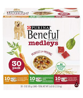 Purina Beneful Wet Dog Food Variety Pack, Medleys Tuscan, Romana & Mediterranean Style - (30) 3 oz. Cans