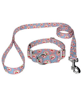 Country Brook Petz - Cherry on Top Martingale Dog Collar and Leash - Spring Collection with 8 Springtime Designs (5/8 Inch, Small)