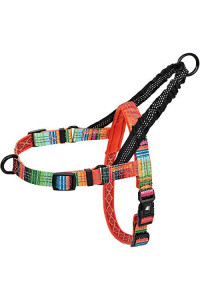 Leashboss Pattern Reflective No Pull Dog Harness with Bungee Handle, Rear and Front Clip Attachment, Pattern Collection (Blanket Pattern, Medium)
