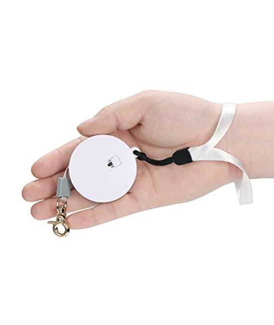 Retractable Dog Leash for Small Dogs Cats up to 11lbs with 6.5ft Anti-Pull Strong Nylon Tape, Hands Free, Mini and Portable Walking Leash with Wrist Strap, One-Hand Brake, White Round
