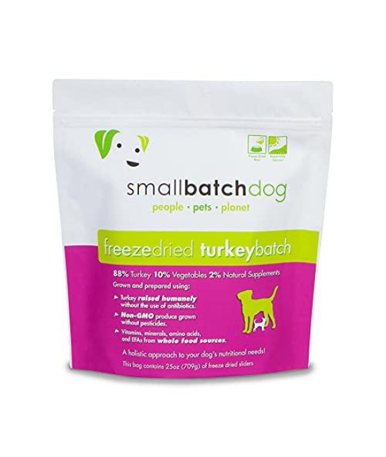 Smallbatch Pets Freeze-Dried Premium Raw Food Diet for Dogs, 25oz, Turkey Recipe, Bulk Bag, Made in The USA, Organic Produce, Humanely Raised Meat, Hydrate and Serve Patties, Wholesome & Healthy
