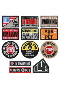 14er Tactical Service Dog Patches (12-Pack) | Hook & Loop, 3