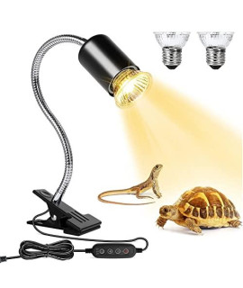 Buddypuppy Reptile Heat Lamp, UVA UVB Reptile Light with 360A Rotatable Hose and Timed, Heating Lamp with 2 Bulbs Suitable for Bearded Dragon Reptiles Turtle Lizard Snake (Heat Lamp 25w50w Bulb)