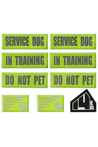 14er Tactical Reflective Service Dog Patches (9-Pack) | Hook & Loop, 6inch x 2inch Embroidery & High Visibility | Perfect for Harness, Vest, Collar, Leash, in Training, Do Not Pet Regular