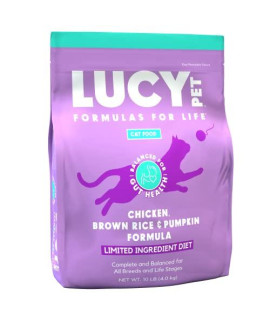 Lucy Pet Products Chicken, Brown Rice & Pumpkin, LID Cat Food 10lb