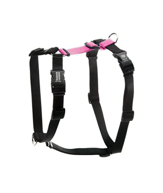 Blue-9 Buckle-Neck Balance Harness, Fully Customizable Fit No-Pull Harness, Ideal for Dog Training and Obedience, Made in The USA, Hot Pink, Medium