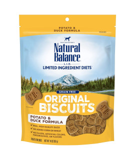 Natural Balance Limited Ingredient Original Biscuits Duck & Potato grain-Free Dog Treats for Adult Dogs of All Breeds 14-oz. Pouch
