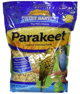 Sweet Harvest Parakeet Bird Food, 4 Lbs Bag - Seed Mix For Parakeets Budgerigars Budgies