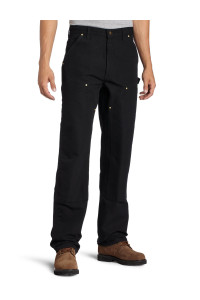 carhartt Mens Firm Duck Double-Front Work Dungaree Pant B01, Black, 42W X 32L