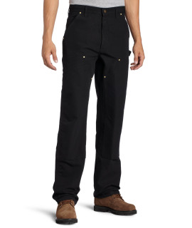carhartt Mens Firm Duck Double-Front Work Dungaree Pant B01, Black, 42W X 32L