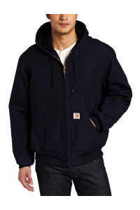 carhartt Mens Thermal Lined Duck Active Jacket J131 (Regular and Big Tall Sizes), Dark Navy, Large