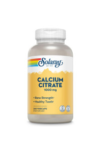 Solaray calcium citrate 1000mg, chelated calcium Supplement for Bone Strength, Healthy Teeth Nerve, Muscle Heart Function Support, Easy to Digest, 60-Day guarantee, Vegan (240 count (Pack of 1))