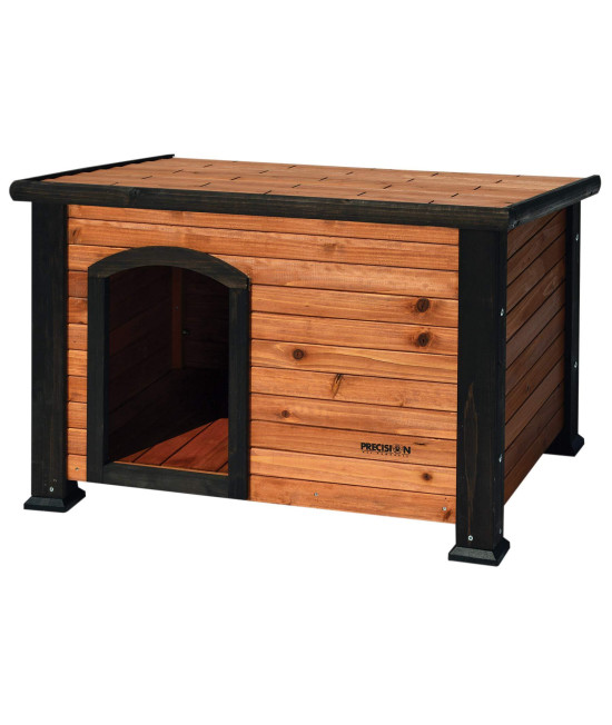 Petmate Precision Pet Weather-Resistant Log cabin Dog House with Adjustable Feet, Natural Wood, Small