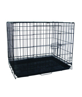 YML 24-Inch Foldable Light Duty Door Dog Crate with WireBottom Grate and Plastic Tray, Black