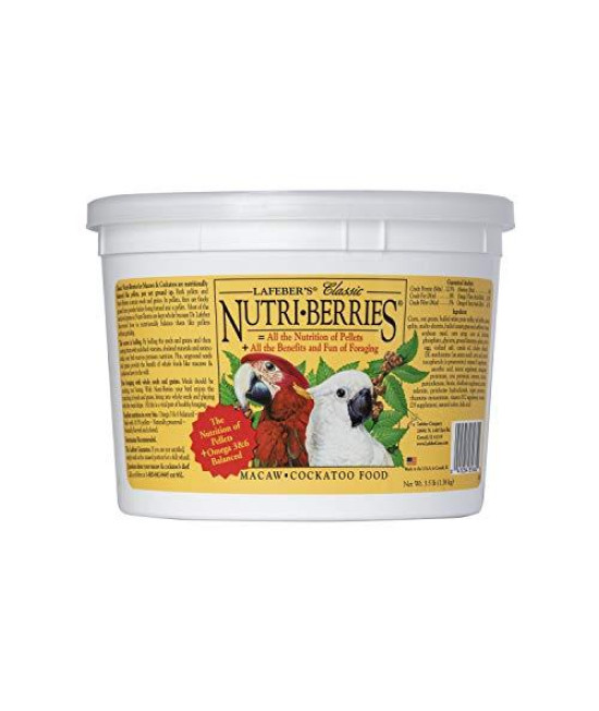 Lafebers Classic Nutri-Berries for Macaw / Cockatoo 3.5 lb. Tub
