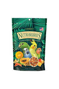 LAFEBERS Tropical Fruit Nutri-Berries Pet Bird Food, Made with Non-GMO and Human-Grade Ingredients, for Cockatiels Conures Parakeets (Budgies) Lovebirds, 10 oz