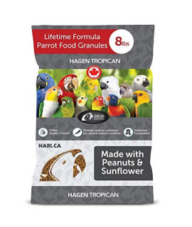 HARI Tropican Bird Food Hagen Parrot Food with Peanuts & Sunflower Seeds Maintenance granules Lifetime Formula 8 lb Bag