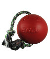 Jolly Pets Romp-n-Roll Rope and Ball Dog Toy, 8 Inches/Large, Red (608 RD)