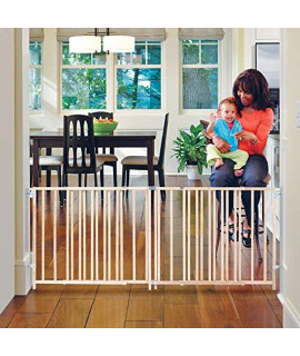 Toddleroo by North States 103 Wide Extra Wide Swing Baby Gate: Perfect for Oversized Spaces. No Threshold. One Hand Operation. Hardware Mount. Fits 60- 103 Wide (27 Tall, Sustainable Hardwood)