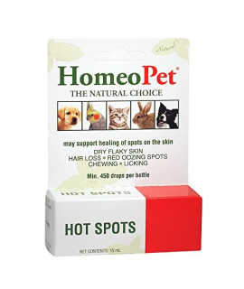 HomeoPet Hot Spots Soothing Medicine for Red Irritated and Flaky Pet Skin 15 Milliliters