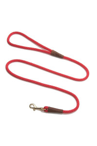 Mendota Pet Snap Leash - British-Style Braided Dog Lead, Made in The USA - Red, 12 in x 4 ft - for Large Breeds