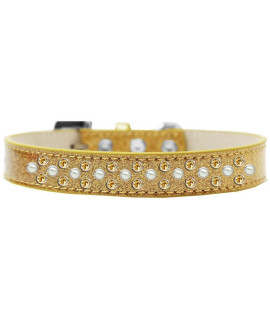 Mirage Pet Products Sprinkles Ice cream Dog collar with Pearl and Yellow crystals Size 18 gold