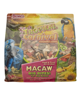F.M. Browns Tropical carnival gourmet Macaw Food Big Bites for Big Beaks Vitamin-Nutrient Fortified Daily Diet with Probiotics for Digestive Health 5 lb
