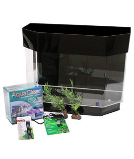 SeaClear 10 gal Flat Back Hexagon Mini Kit Acrylic Aquarium, 23 by 11 by 19.5", Black