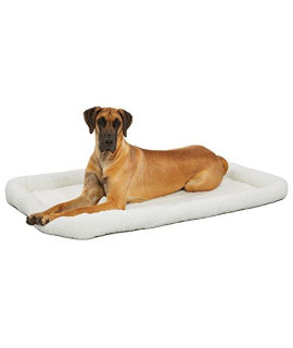 54L-Inch White Fleece Dog Bed or Cat Bed w/ Comfortable Bolster | Ideal for Giant Dog Breeds (Great Dane / Mastiff) & Fits a 54-Inch Dog Crate | Easy Maintenance Machine Wash & Dry | 1-Year Warranty