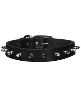 OmniPet Leather Brothers 100LK-BK22 1 x 22-Inch Regular Spiked Latigo Leather Dog collar X-Large Black