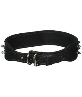 OmniPet Spiked & Studded Latigo Leather Pet collar 2 x 29 Black