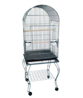 YML 20-Inch Dometop Parrot Cage with Stand, Antique Silver