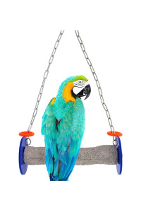 Sweet Feet and Beak Roll Bird Swing - Pumice Perch Bird Toys Trims Nails and Beaks Safe and Non-Toxic Bird cage Accessories for Small and Large Birds Swinging Toys Birds Will Love XL 11.5 Inches