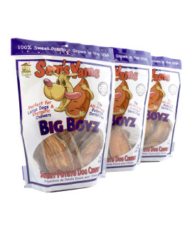 Sams Yams Sweet Potato Dog Treats, Healthy Dog Treats for Large Dogs - Sweet Potato Dog Treats Made in USA, High Fiber, Vegan Dental chews - Big Boyz, Sweet Potato Dog chewz, 15oz (Pack of 3)