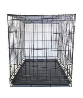 YML 48-Inch Dog Kennel Cage with Wire Bottom Grate and Plastic Tray, Black