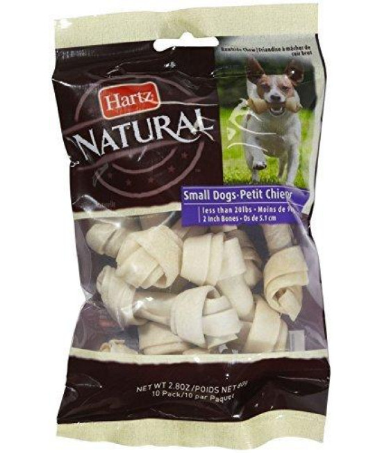Hartz Natural 2 Inch Mini Rawhide Dog Bone Chews - Small, 10 Pack