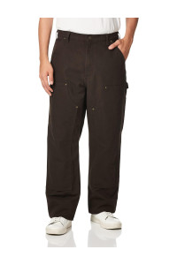 carhartt Mens Loose Fit Washed Duck Double-Front Utility Work Pant, Dark Brown, 36W x 34L