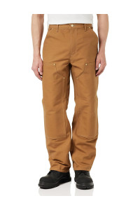 carhartt Mens Firm Duck Double-Front Work Dungaree Pant B01, Brown, 36W X 30L