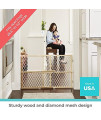 Toddleroo by North States 42 wide Diamond Mesh Baby Gate: Installs in seconds. Pressure Mount. Fits 26.5 - 42 wide. (23 tall, Sustainable Hardwood)
