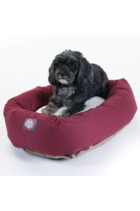 24 inch Burgundy Sherpa Bagel Dog Bed By Majestic Pet Products