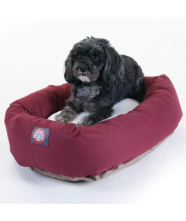 24 inch Burgundy Sherpa Bagel Dog Bed By Majestic Pet Products