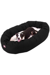 40 inch Black Sherpa Bagel Dog Bed By Majestic Pet Products