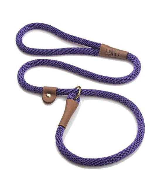 Mendota Pet Slip Leash - Dog Lead and collar combo - Made in The USA - Purple, 12 in x 4 ft - for Large Breeds