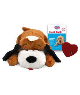 SmartPetLove Snuggle Puppy Heartbeat Stuffed Toy - Pet Anxiety Relief and Calming Aid - Brown and White