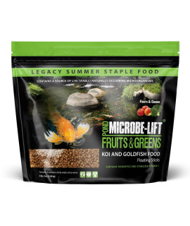 Microbe-Lift MLLFgLg Fruits and greens Floating Fish Food Sticks for Ponds Water gardens and Fountains Safe for Live goldfish and Koi 4.5 Pounds