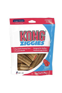 KONG - Ziggies - Teeth Cleaning Dog Treats for KONG Classic Rubber Toys - Chicken Flavor for Large Dogs (8 Ounce)