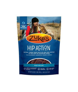 Zukes Natural Hip & Joint Dog Treats; Hip Action Recipe; Made in USA Facilities, Beef, 16 oz