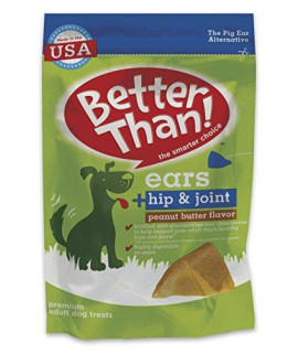 Better Than Ears Premium Dog Treats, Hip & Joint Peanut Butter Flavor, 9 Count Pouch (Pack of 4)