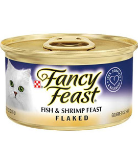Purina Fancy Feast Wet Cat Food, Flaked Fish & Shrimp Feast -3 Ounce (Pack of 24)