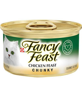 Purina Fancy Feast Grain Free Wet Cat Food, Chunky Chicken Feast - (24) 3 oz. Cans